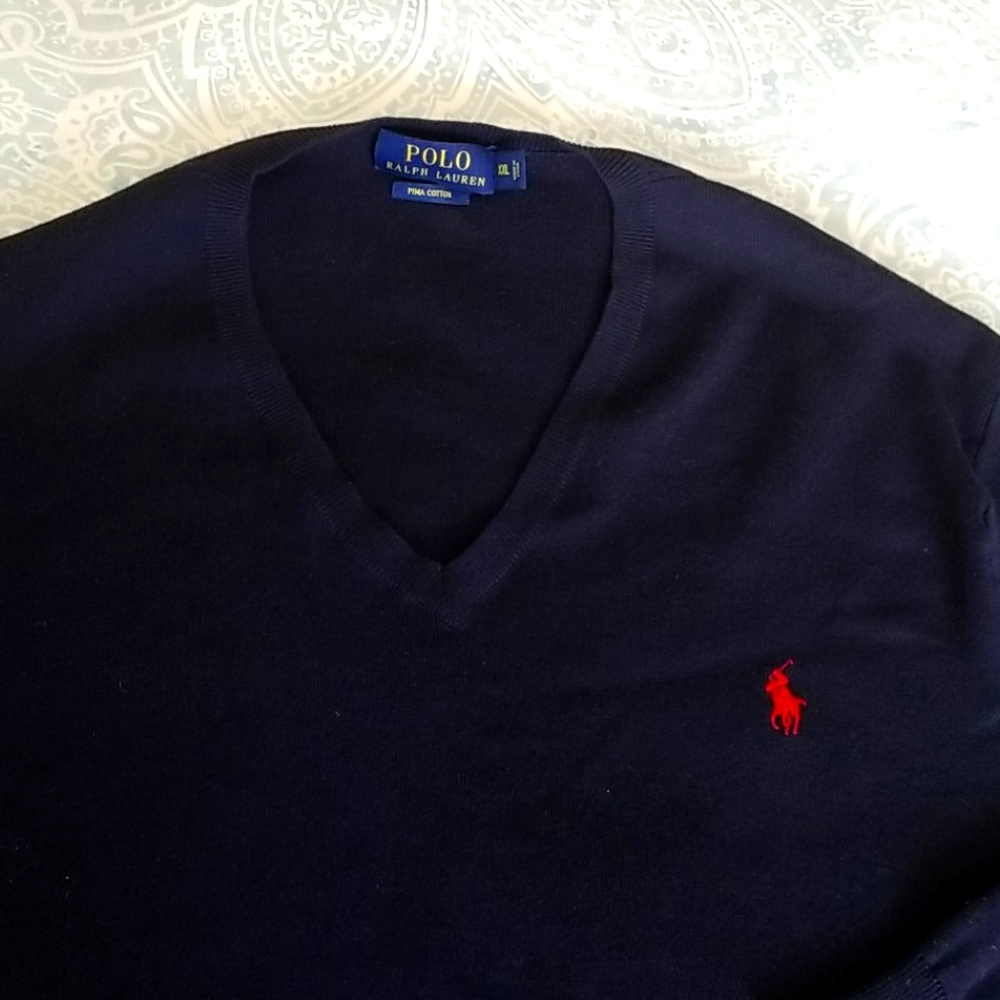POLO RALPH LAUREN DARK BL PIMA COTTON SWEATER XXL